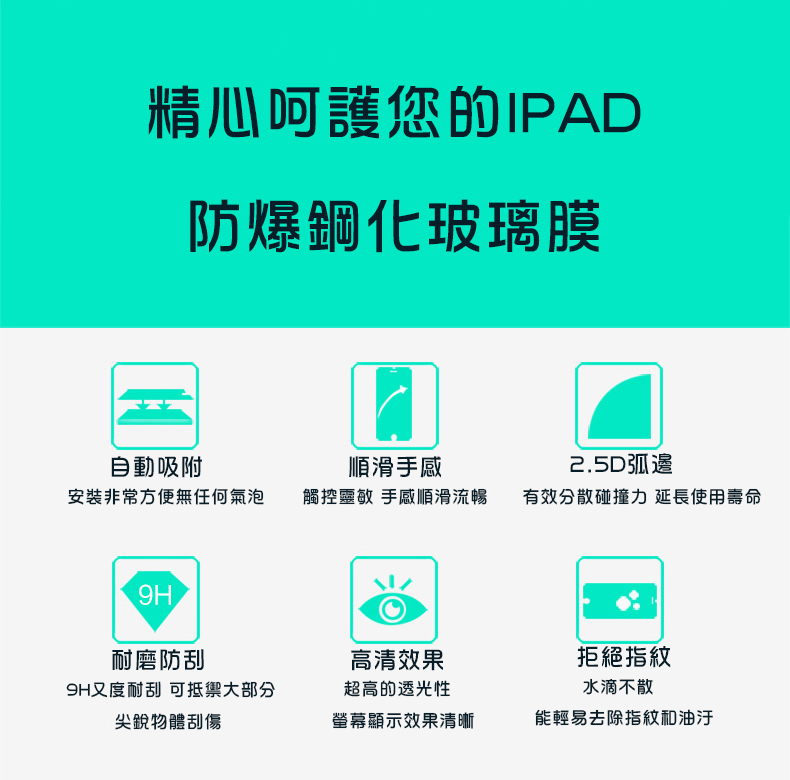 iPad 玻璃保護貼【教你貼+抗刮實測影片】9H鋼化【A02】 iPad 2017/2/3/4/Air 2/mini 2/3/4/Pro 9.7 2017 2018